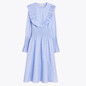 TORY BURCH Women's Smocked Cotton Dress Size 4 In Sky Blue